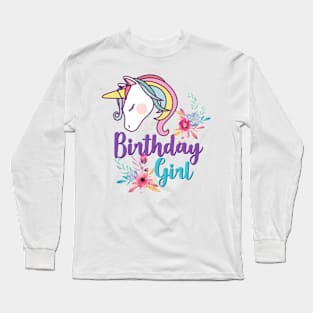 Unicorn Birthday Girl T Shirt Long Sleeve T-Shirt